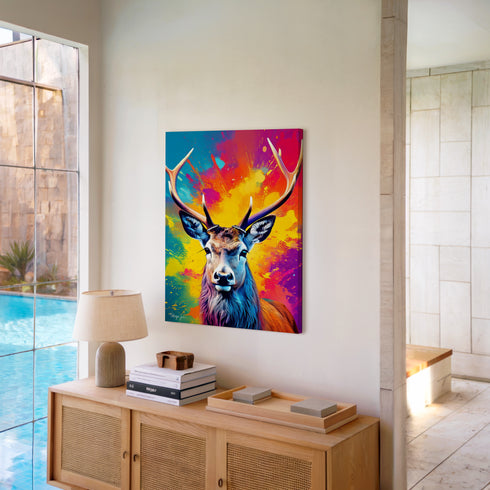 Stag in The Woods Art Canvas